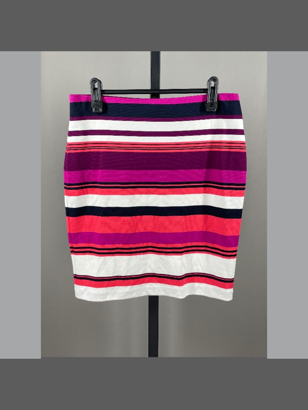 NEW Ann Taylor Skirt Womens 2 petite purple pink stripe pencil preppy classic
